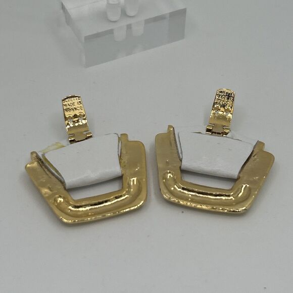Bluette Made in France Shoe Clips Vintage Gold And white leather - Picture 3 of 4